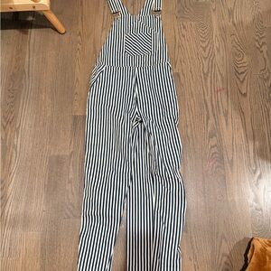 Rag & Bone Black and White Striped Overalls